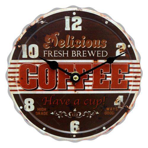 Relógio de Parede Fresh Coffee Bottle em Metal - 20x20 Cm