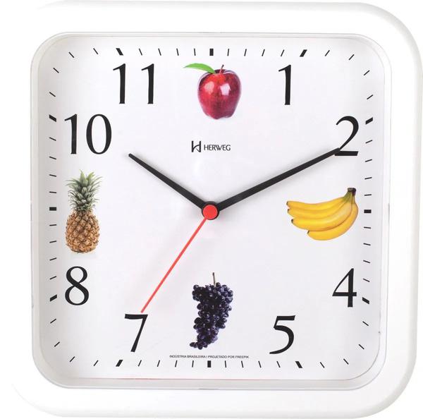 Relógio de Parede Frutas Cozinha Churrasqueira Área Gourmet 23 Cm - Ref - 660049 - Branco - Herweg