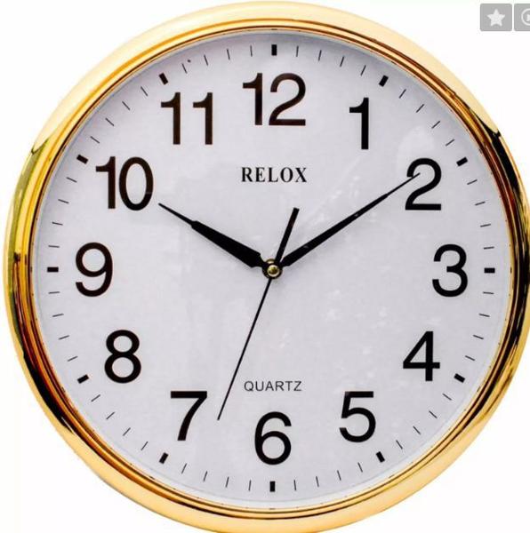 Relogio de Parede Grande Branco e Dourado 36x36cm Lindo ! - Relox