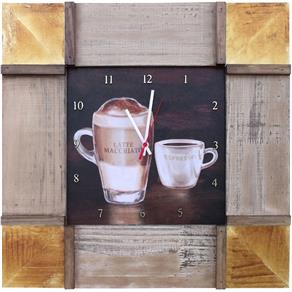 Relógio de Parede Grande Latte Macchiatto e Café Expresso 54x54cm