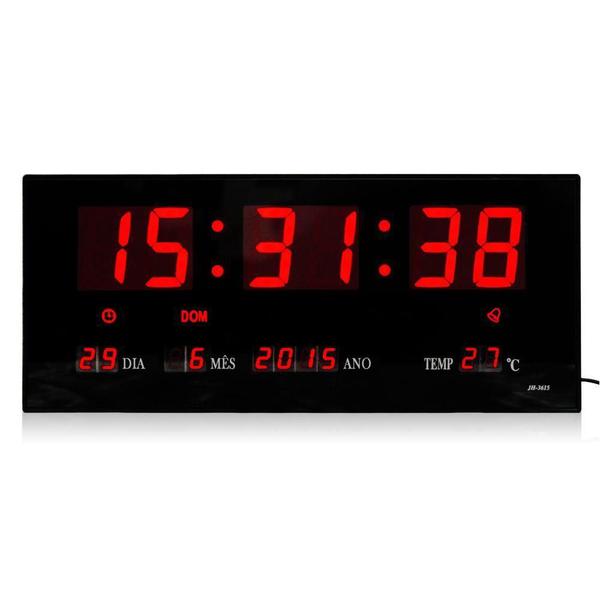 Relógio de Parede Grande Painel Led Vermelho Digital Calendário Hora Temperatura - Luatek