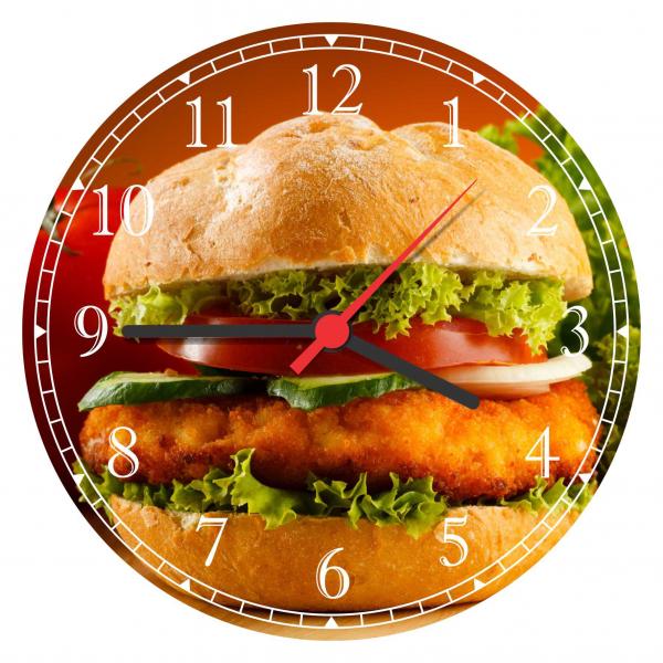 Relógio de Parede Hambúrguer Lanches Restaurantes Decorações - Vital Quadros