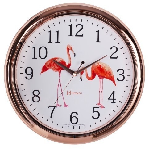Relógio De Parede Herweg Analógico Flamingos 660047309
