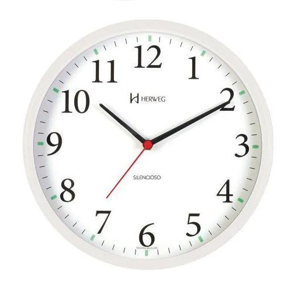 Relógio de Parede Herweg Branco 26cm 6126S-021 Silencioso
