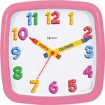 Relógio De Parede Herweg Infantil Quadrado 660080-234 Rosa
