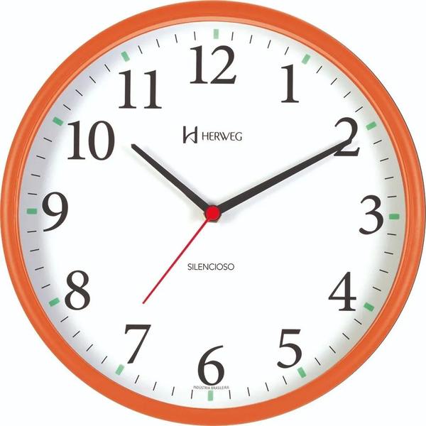 Relógio de Parede Herweg Laranja 26cm 6126S-270 Silencioso