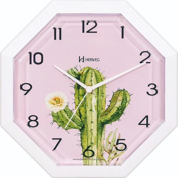 Relógio de Parede Herweg Octógno Cacto Rosa Baby 660089-036