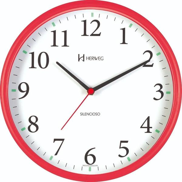 Relógio de Parede Herweg Vermelho 26cm 6126S-269 Silencioso