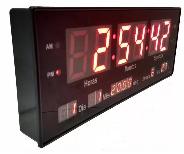 Relogio de Parede Led Digital Calendário Alarme Temp 36cm - Mix