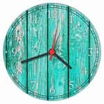 Relógio De Parede Madeira Rústico Verde Decorações