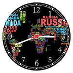 Relógio De Parede Mapa-Múndi Continentes Salas Decorações