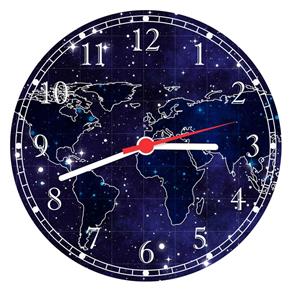 Relógio de Parede Mapa Mundo Universo Estrelas