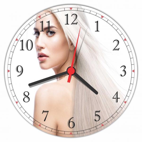 Relógio de Parede Maquiagem Salão de Beleza Cabelos Loiros Ruivos Decorar - Vital Quadros