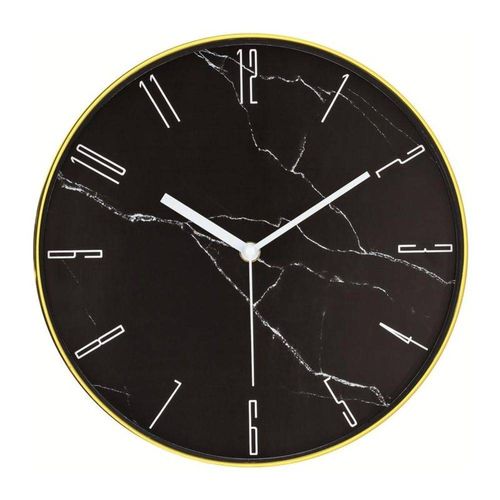 Relógio de Parede Marmorizado Preto Dourado Mart Collection