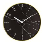 Relógio de Parede Marmorizado Preto Dourado Mart Collection