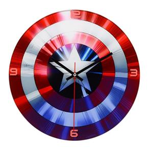 Relógio de Parede Marvel Escudo Capitão América 28cm - Vermelho