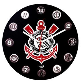 Relógio de Parede MDF 30x30 Corinthians Ideias Ideias - Preto