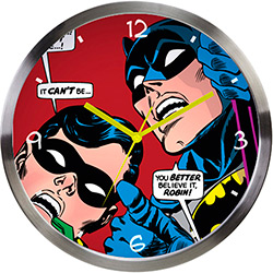 Relógio de Parede Metal DC Batman e Robin Looking Up Colorido