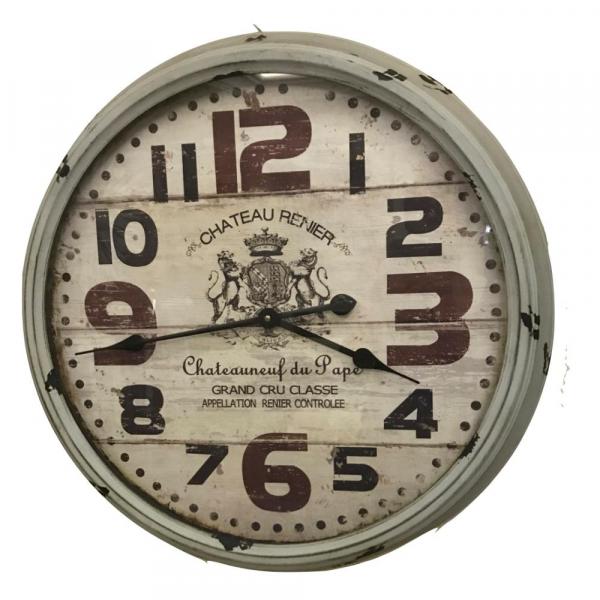 Relógio de Parede Metal Modelo Antigo Branco Envelhecido D.62cm BomYears - Bom Years