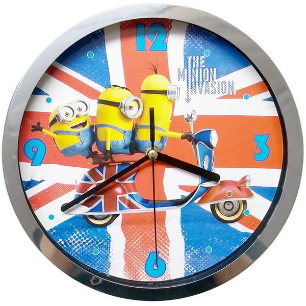 Relógio de Parede Minions Aluminio Fundo Bandeira Britanica - Mileno