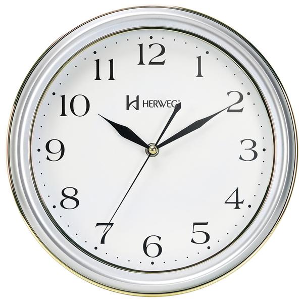 Relógio de Parede Moderno Analógico Mecanismo Sweep Decorativo Herweg Prata 6254-070