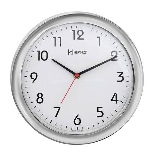 Relógio de Parede Moderno Analógico Metalizado Herweg Cromado