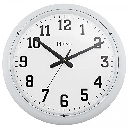 Relógio de Parede Moderno Analógico Visor Acrílico Mecanismo Step Herweg Branco