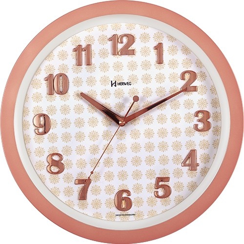 Relógio de Parede Moderno Rosé Fosco 34,6 Cm Herweg 6821-319