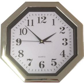 Relógio de Parede Oitavado MB 2471 Cromado 28cm