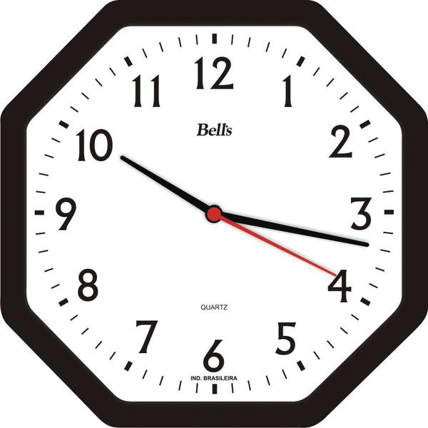 Relógio de Parede Oitavado Preto 22cm Bells - de Casa Magazine
