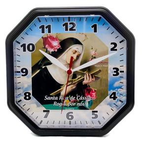 Relógio de Parede Oitavado Preto Santa Rita de Cassia