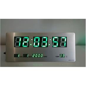 Relógio de Parede Painel Led Verde Digital Calendário Hora Temperatura