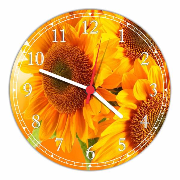 Relógio de Parede Paisagem Flores Girassol Natureza Salas Cozinhas Decoração - Vital Quadros