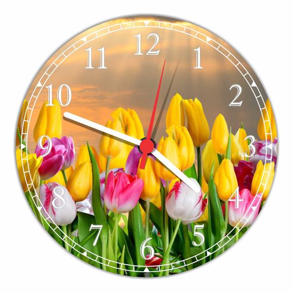 Relógio de Parede Paisagem Flores Natureza Salas Cozinhas Decoração - Vital Quadros