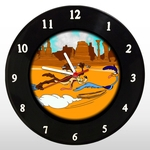 Relógio de Parede - Papaléguas e Coyote - em Disco de Vinil - Mr. Rock - Desenho Animado