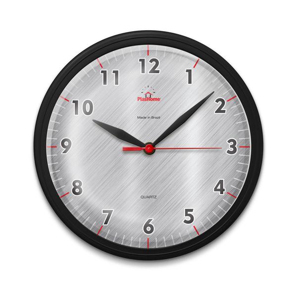 Relógio de Parede para Cozinha Redondo Moderno Preto - Plashome