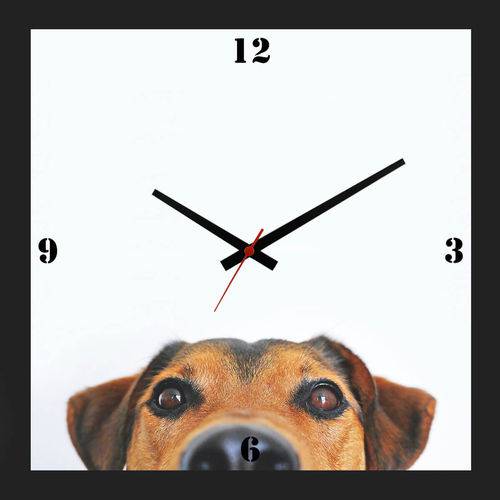 Relógio de Parede Personalizado Criativo Pet Cachorro Espiando 30x30cm