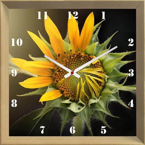 Relógio de Parede Personalizado Flor Girassol Sunflower 30x30cm