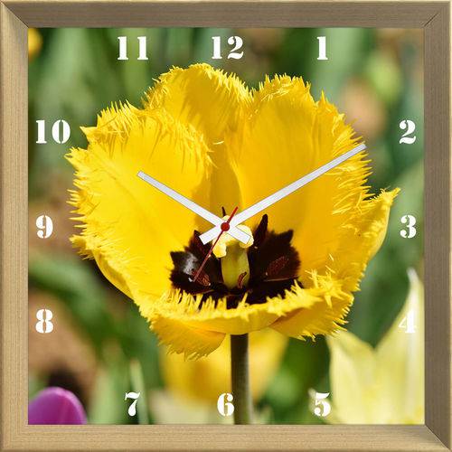 Relógio de Parede Personalizado Flor Tulipa Amarela 30x30cm