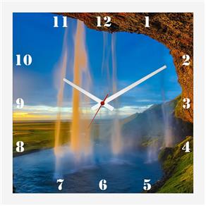 Relógio de Parede Personalizado Paisagem Islândia Cachoeira 30x30cm