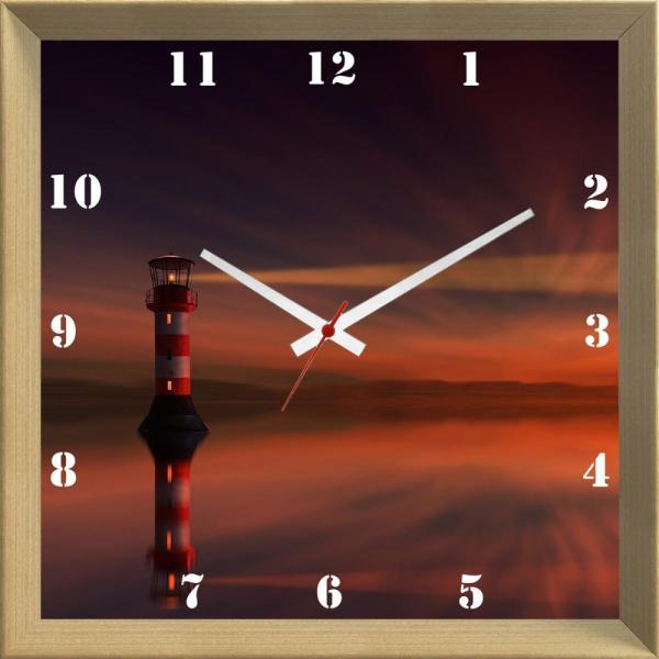 Relógio de Parede Personalizado Paisagem Pôr do Sol em Farol 30x30cm - Decore Pronto