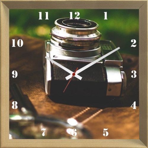 Relógio de Parede Personalizado Vintage Máquina Fotográfica 30x30cm