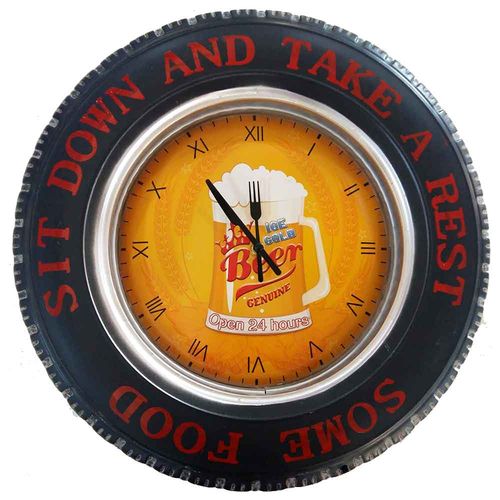 Relógio de Parede Pneu com Led e Controle Remoto Beer