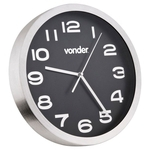 Relógio de Parede Prata com Fundo Preto 360mm-VONDER-3880360000