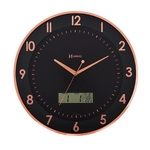Relógio De Parede Preto E Rosé Termômetro Herweg 6819-309