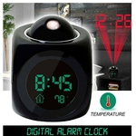 Relógio de parede / projeção de teto criativo LED LCD Digital Voice Talking Temperature Time Alarm
