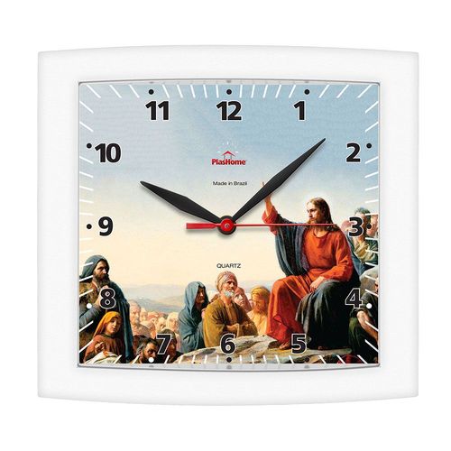 Relógio de Parede Quadrado Alpha Preto Cristo no Monte das Oliveiras