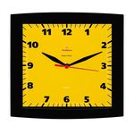 Relógio de Parede Quadrado Alpha Preto Amarelo