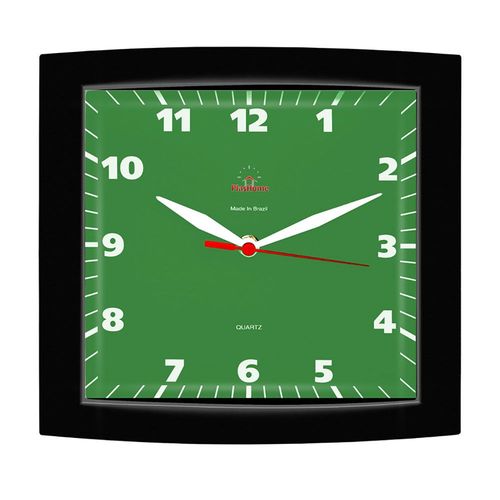 Relógio de Parede Quadrado Alpha Preto Verde