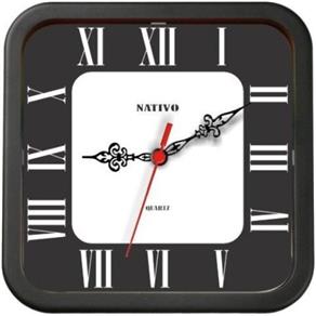 Relógio de Parede Quadrado Black Romano Nativo